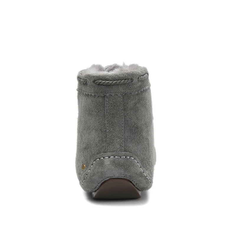 Las Alta Piel Caliente Invierno khaki gris Botas De Calidad Cuero Zapatos Genuino Negro azul rosado coffee Mujer Nieve Real Plantilla Mujeres Clásicas Felpa Owq8rO