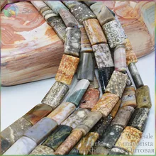 Океан агата/яшма океана плоская трубка бусины и Длинные овальные бусины 15x25 мм