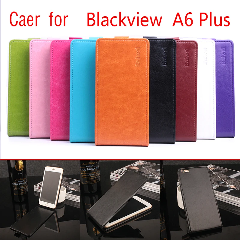 

HongBaiwei For Blackview A6 Plus Phone Case Pure Color [Up-down Open] Vertical Flip Premium PU Leather Case Cover Factory Price