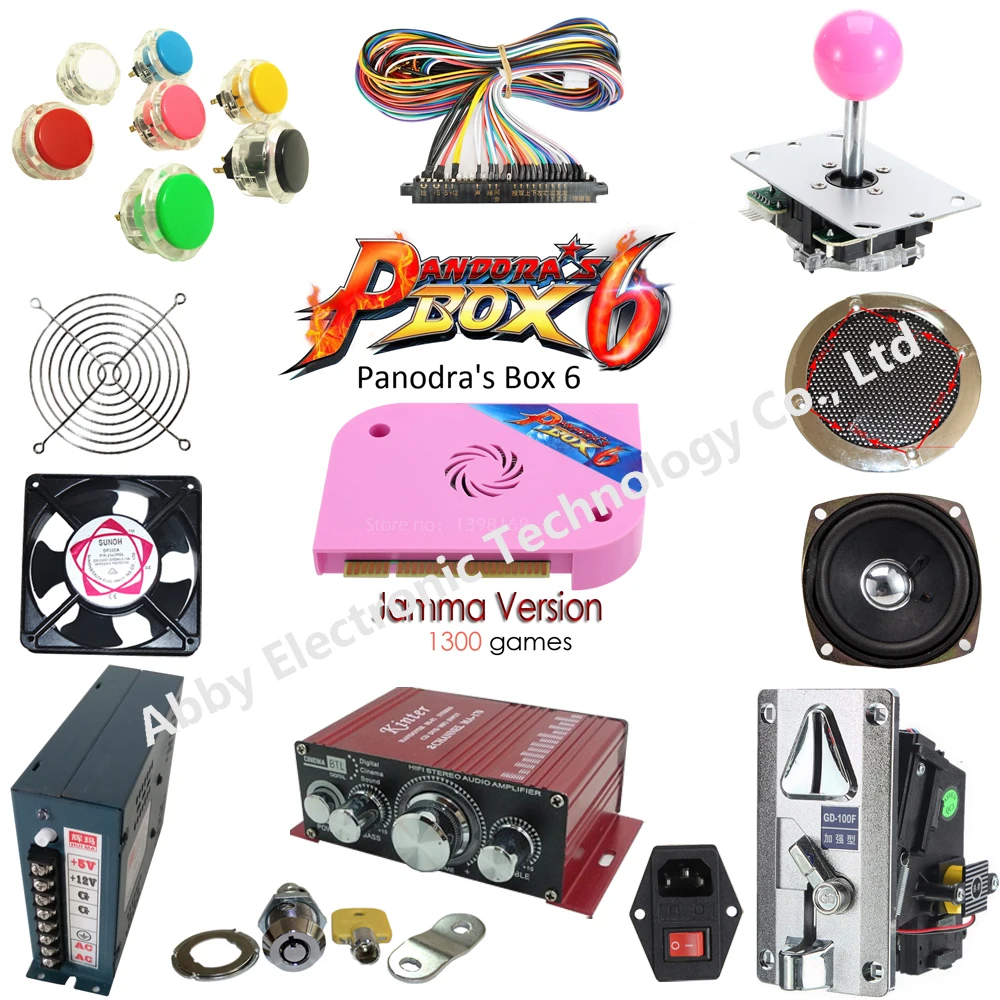 

Arcade parts Bundles kit With Joystick Pushbutton Microswitch Player button Speaker 1300 in 1 PCB to Build Up Arcade Machine