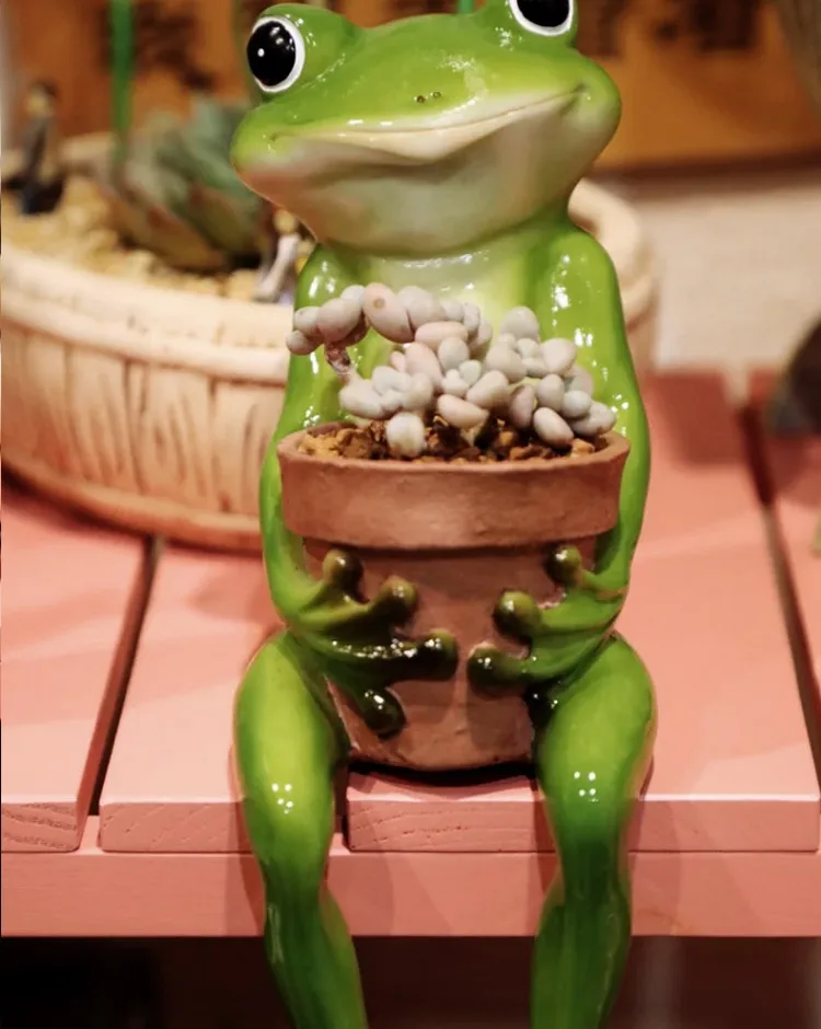 Креативный лягушка горшок для суккулентов садовое украшение животное смола дисплей растение в горшках подарки украшения ремесла фигурки миниатюры