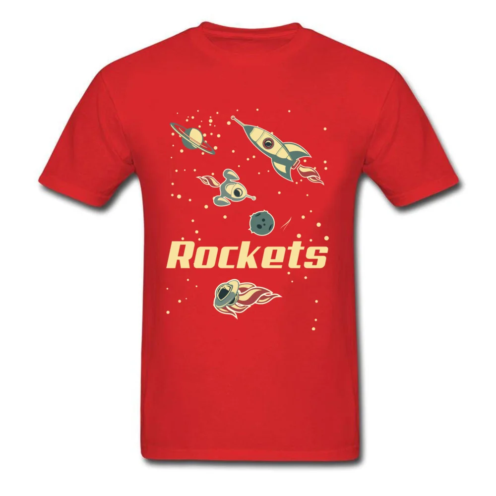 Rockets 100% Cotton Fabric T Shirt for Men Short Sleeve comfortable Tops & Tees Plain Summer Autumn O Neck Tops Shirts Custom Rockets red