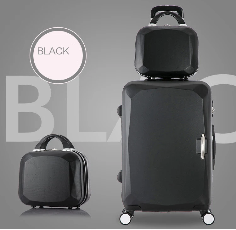 24''26 дюймов высокая емкость чемодан на колесиках набор Spinner студентов пароль чемодан на колесиках 20 дюймов носить на колесиках дорожная сумка - Цвет: black set