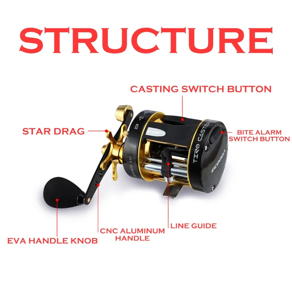 Carretel de Pesca de Arremesso Carretel de Pesca Fish Ecooda Snakehead Jigging Carretel Esquerda - Mão Direita Relação 5.3: 1 le Luz 3 arremesso carretel de pesca snakehead luz jigging