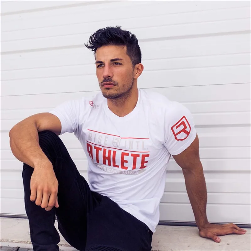 músculo apertado t camisa de fitness topos