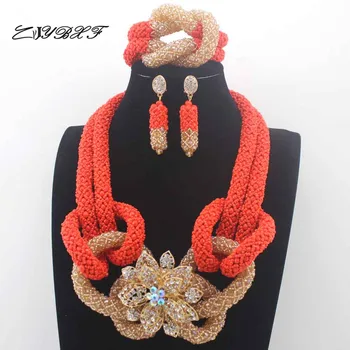 

Coral Orange Burgundy Wedding Party Beads African Jewelry Set Gold Nigerian Wedding Gallery Jewelry Set Free Shipping L0093