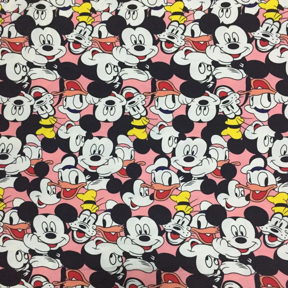 Buy Mickey Minnie PINK Lycra cotton fabrics soft knit