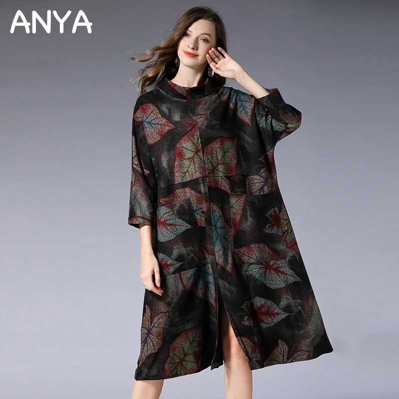 

2018 Winter Pregnancy Dress Elegant Maternity Dress Plus Size Christmas Pregnancy Evening Dress TurtleNeck Pockets Leaf