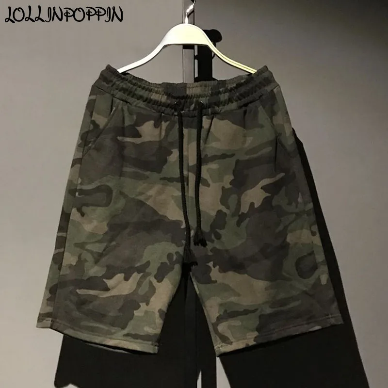 mens camo shorts elastic waist