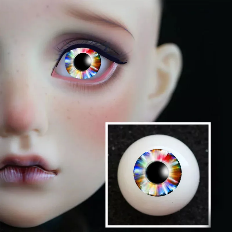 Новинка 1 пара DIY акриловые BJD глаза 10 мм 12 14 16 18 20 22 Радиальные радужные Цветные
