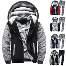 JAYCOSIN модная мужская Толстовка зимний теплый флисовый свитер на Молнии Куртка Верхняя одежда Пальто топ брюки наборы 12,24