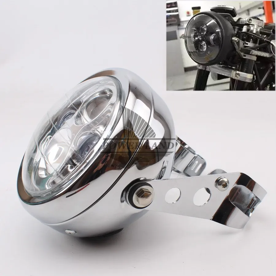 Chrome Vintage Motorcycle Metal Retro LED 6.3" Hi/low Beam Headlights