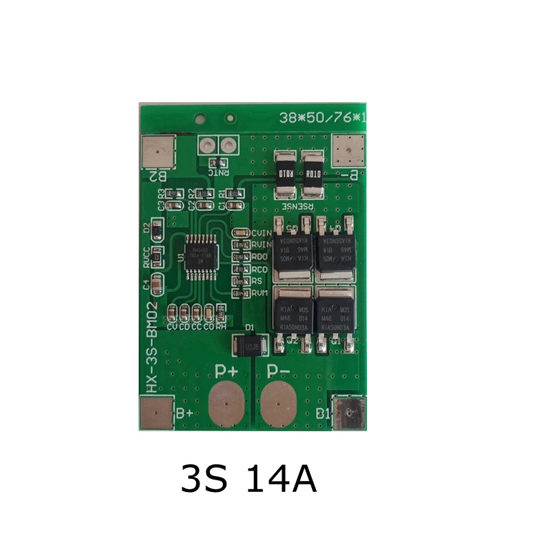 

3S 11.1V/12.6V 18650 Lithium battery protection Board 12.6V 9.6V/10.8V BMS Lithium iron phosphate battery charing Board 14A
