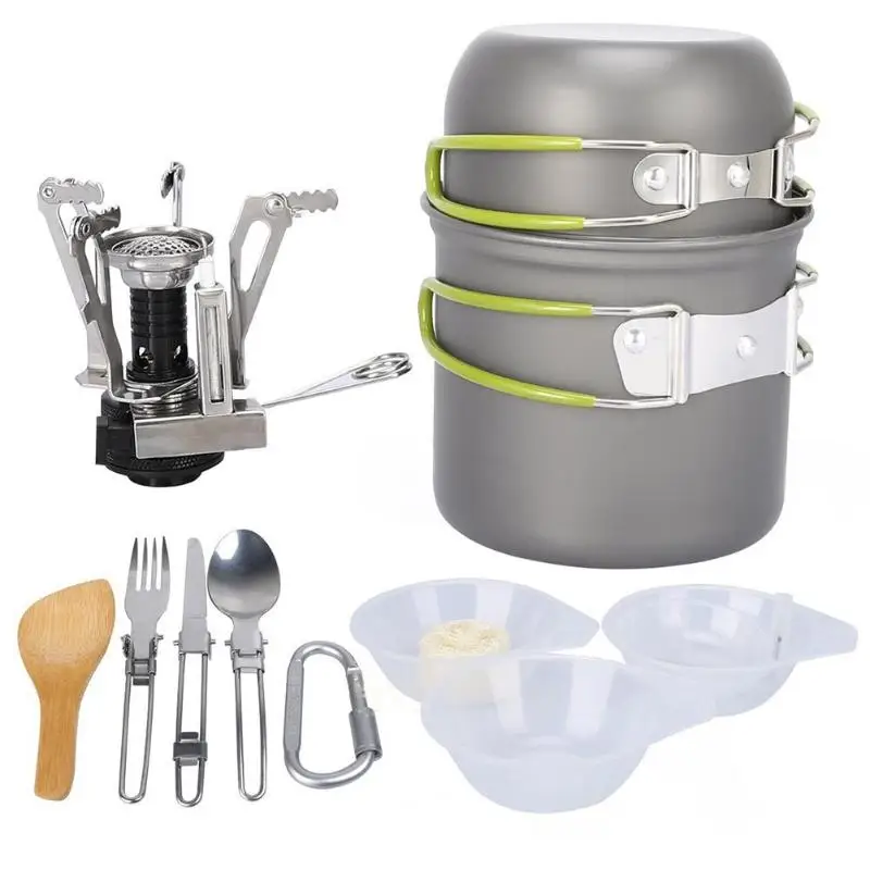 

Outdoor Camping Tableware Set Aluminium Picnic Travel Tools for 1-2 Person