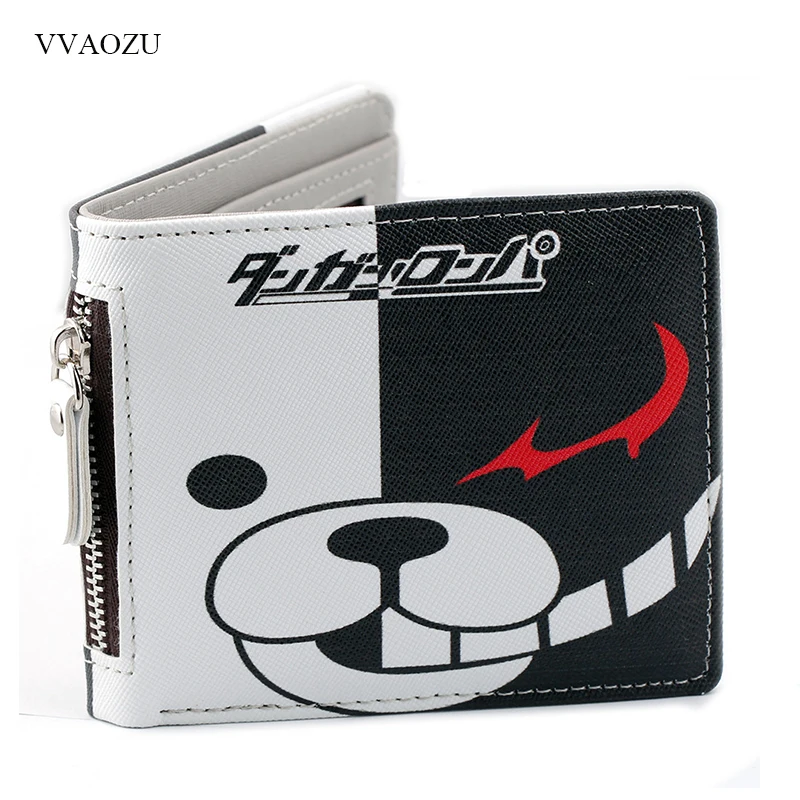 Короткий кошелек из искусственной кожи с аниме данганронпа Monokuma молнией для