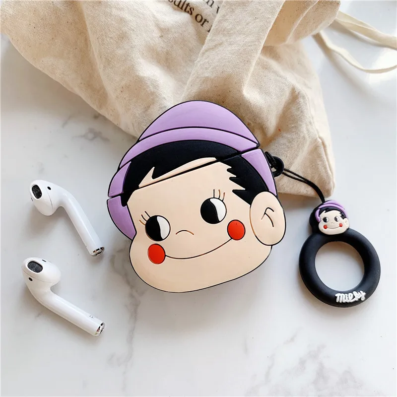 

For AirPods Case Cute Cartoon Protective Cover Wireless Earphone Case For Air pods 2 Headphone case with Finger Ring Strap cover
