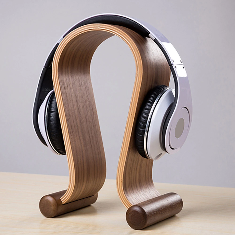 Soporte de exhibición auriculares de madera de nogal, de soporte de exhibición|Soportes de tablet| -
