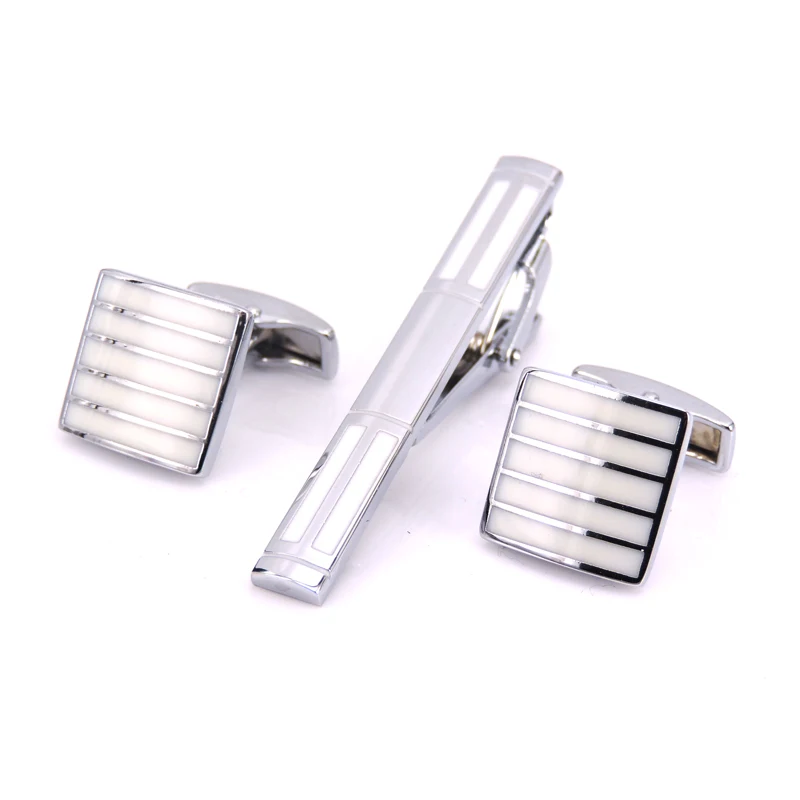 

The design style of high quality men's clothing brand Cufflinks tie clip white striped tie clip, fashion, free delivery