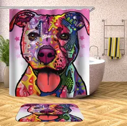 Красочные собака занавеска для душа с принтом с 12 Крючки ПВХ cortinas ducha полиэстер водостойкие Ванная комната Душ шторы s