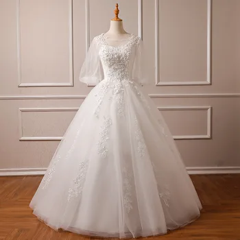 

2019 Lantern Sleeve O Neck Dress Sexy Full Lace Fashion Women Ball Gown Wedding Celebrity Chinese Style Party Dresses Wholesale