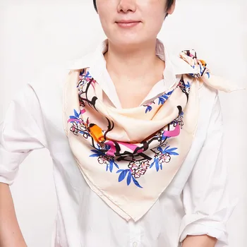 

100% silk women square scarf 2015 new fashion scarf size:88X88 thickness:14mm pink scarf bird magnolia flower