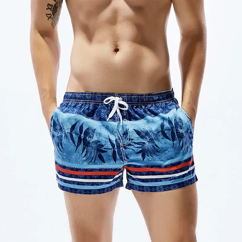 Newest Men's Board Shorts Loose Swim Shorts Swimwear Leaves Printed Quick Dry Surfing Shorts Low Waist Swimsuit Beachwear sup quick release waist leash white water paddle board qr waist belt safety leash paddling 11feet coiled leash sup equipment