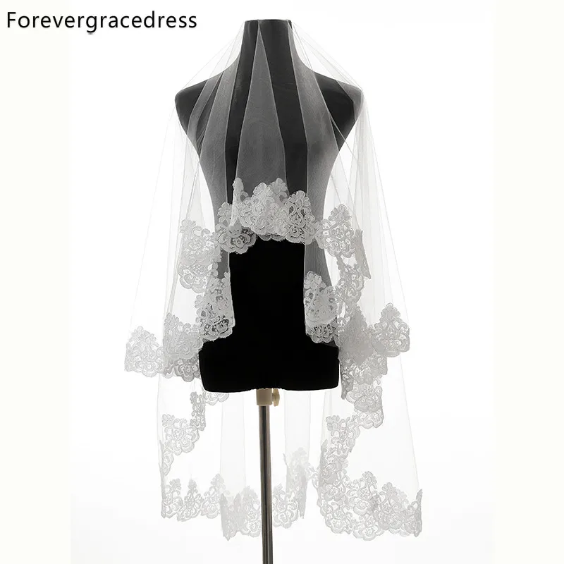 Forevergracedress элегантное кружево, как на фото крайний слой Свадебные аксессуары фатин свадебная фата Расческа