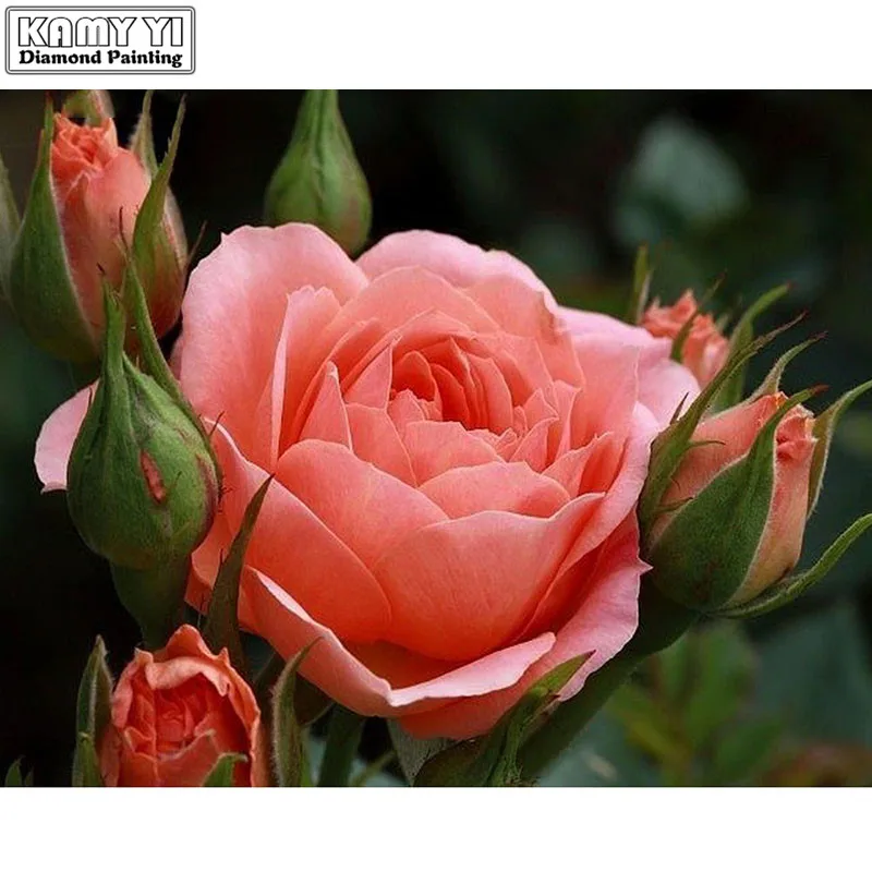 NEW-3D-Diamond-Painting-Cross-Stitch-Orange-Rose-Rhinestone-Crystal-Needlework-Diamond-Embroidery-Full-Diamond-Decorative