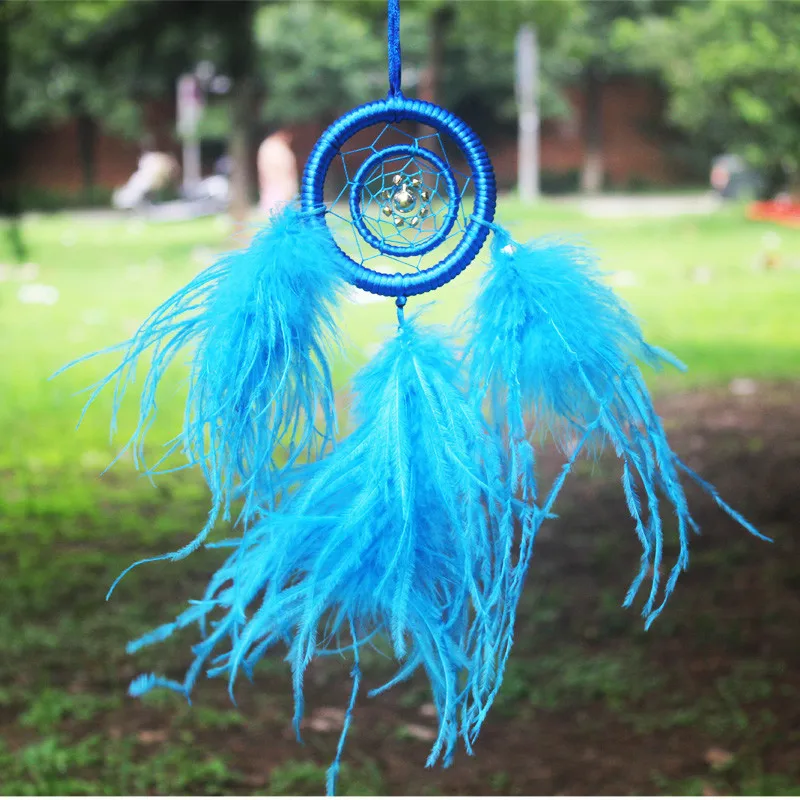 

Dream Catcher Home Decor, blue Feather Dreamcatcher Wind Chimes Indian Style Religious Mascot Car or Wall hanging Decoration