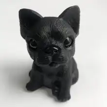 2,9 ''натуральный черный обсидиан Кварцевый Кристалл Рейки целебная кристальная Статуэтка собаки подарок для декора FMX
