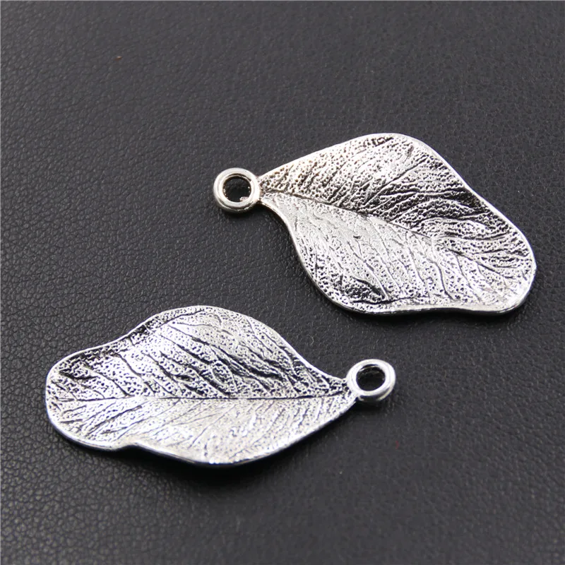 

20PCS Metal Charms Silver Color Leaf Pendants Jewelry Findings And Components Fit Necklaces And Bracelets Making A2358