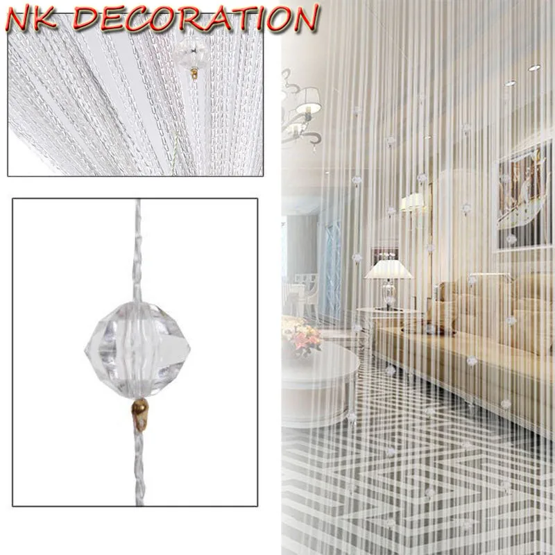 

NK DECORATION Door Window Curtain Romantic White Beads Design Crystal Curtain String Divider Partition Tassel Curtain Decor