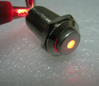 

12mm single-point locking metal push CAR button switch with 3V Red LED