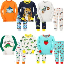 Новая брендовая Пижама с динозавром для мальчиков; детская одежда для сна с героями мультфильмов; детская пижама с животными; детская хлопковая одежда для сна для детей 2-8 лет