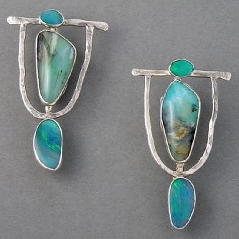 

2019 Indian Nationl Personality Natural Dangle Drop Earrings Resin Stone Boho Ethnic Vintage Hanging Earrings for Women S4E680