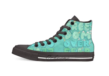

Freedom Over Fear Design breathable Casual High Top lace-up Canvas shoes sneakers