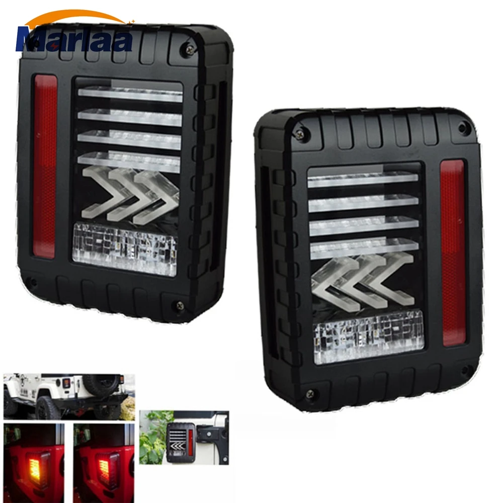 

LED Tail Lights for Jeep Wrangler JK 2007-2017 with Brake Backup Reverse Yellow Arrow Turning Signal Light Tail Lamp Assembly