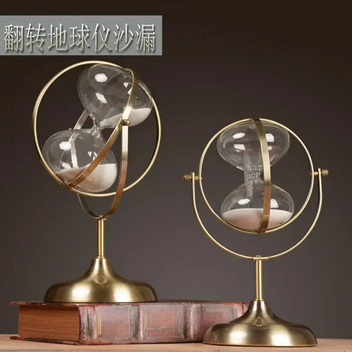 

New 27cm 30cm 33cm Height 15/30/60 mins European Royal Style High Quality Home Office Metal Hourglass Sandglass Decoration