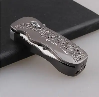 

Creative windproof lighter, multifunction, two in one inflatable lighter with camouflage knife.