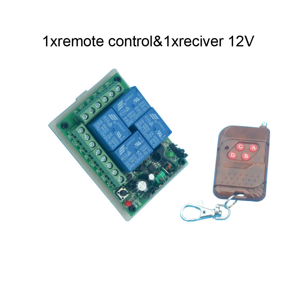 433 МГц Беспроводной дистанционного Управление переключатель приемник+ 4-канальном пульте дистанционного управления Управление для электрических дверей и окон RF пульт дистанционного управления 433 МГц - Цвет: 12v 1receiver1remote