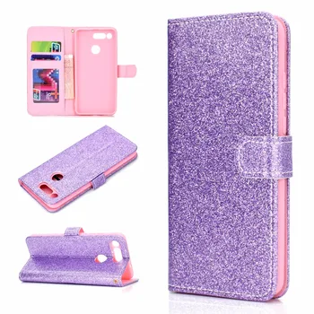 

20pcs/lot Magnets Glitter Hanging rope stand leather cover case for Huawei Y5 Y9 2018 Honor 7A 7C 9 lite 10 lite V20 Enjoy 7S