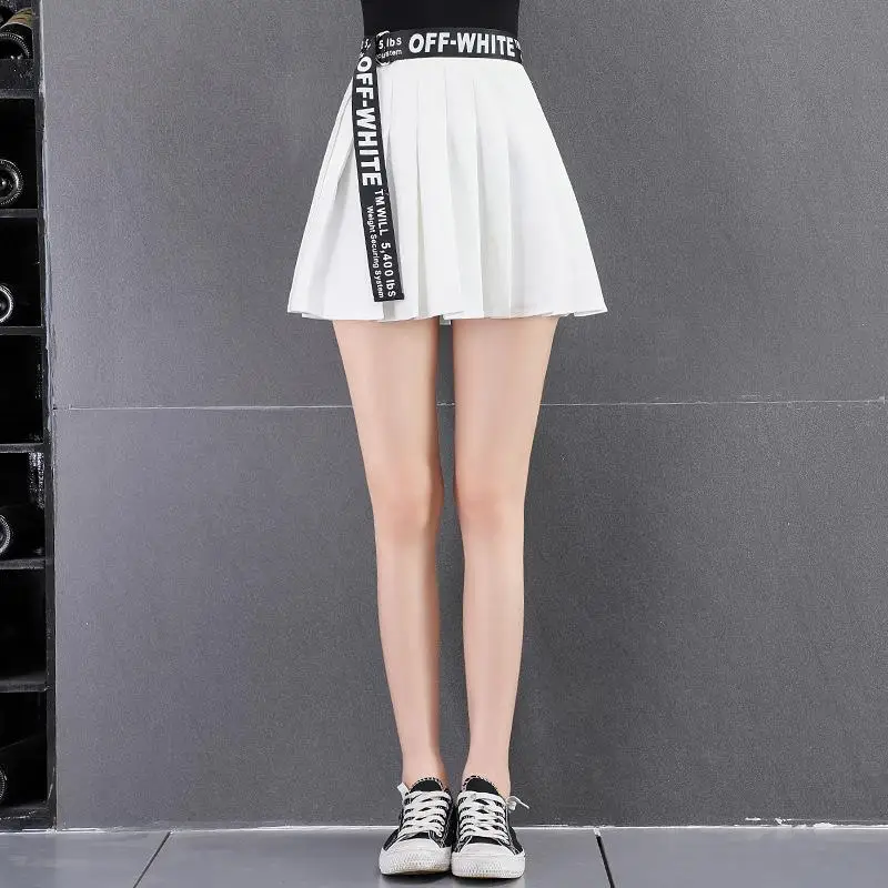 Женская юбка в складку выпускник в стиле Харадзюку стильная клетчатая юбка Мини Милая японская школьная форма юбка женская кавайная юбка saia faldas - Цвет: Белый