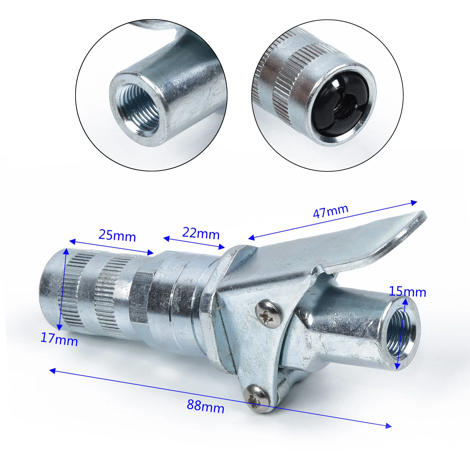 

For SAE Metric Zerk Fittings Grease Lance Coupler Adapter Replacement 12000 PSI