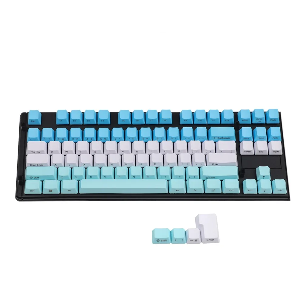 

YMDK Blue White Red Mixed 104 87 61 Key Side Print Thick PBT OEM Profile Keycaps For MX Standard 104 TKL 61 Mechanical Keyboard