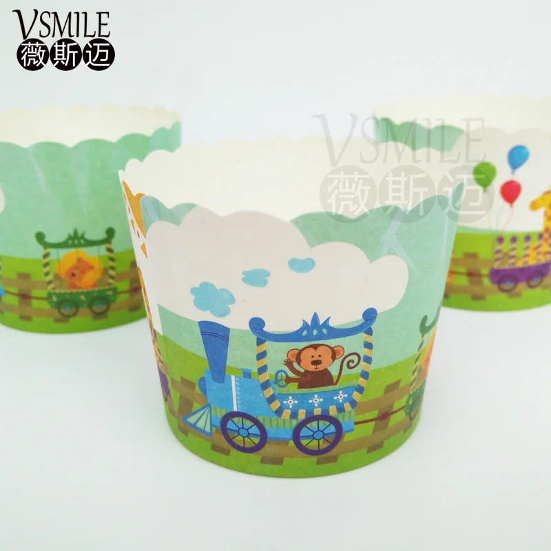 100pcs Cute Animals zoo Monkey rabbits cupcake liners cups paper baking decorative wedding birthday party favors | Дом и сад