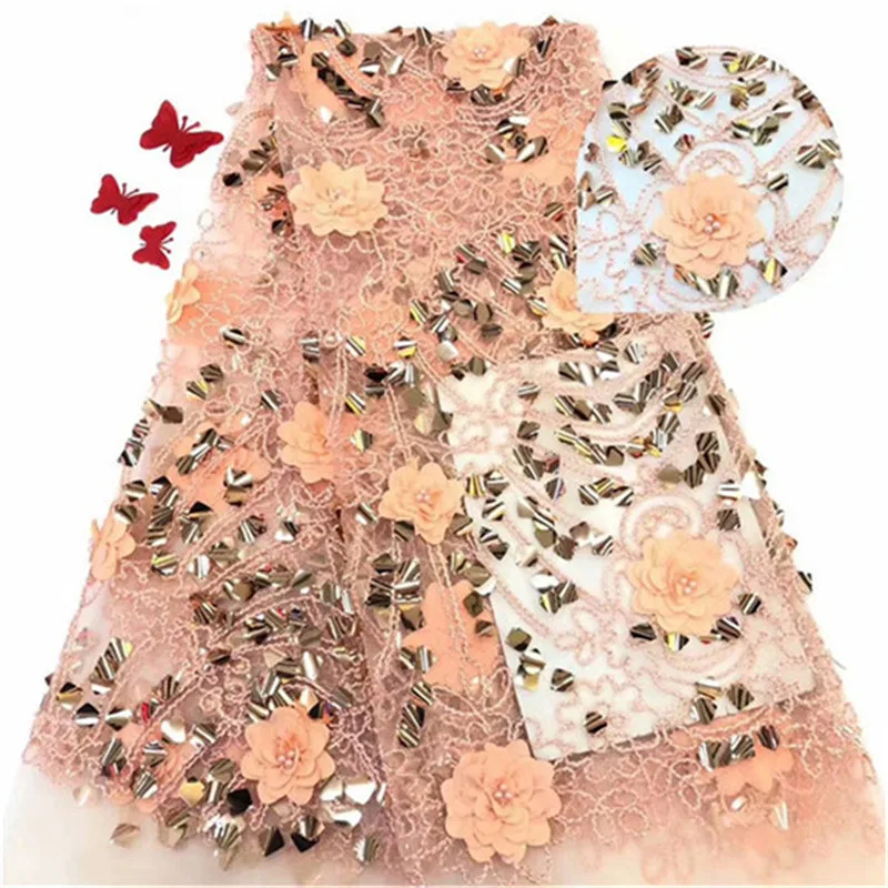 

Nigerian Lace Fabrics for Wedding 2019 African French Lace Fabric High Quality 3D Lace Lace Beadeds/Big Sequins Applique