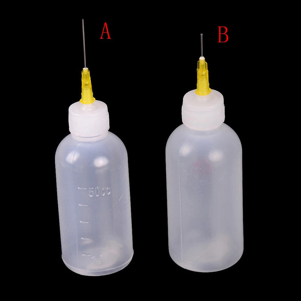 2pcs Solder Flux Bottle With Fine Tipped Needles Blunt Dispensing Needles Syringe Needle Tips For Ink Glue Liquid Gray