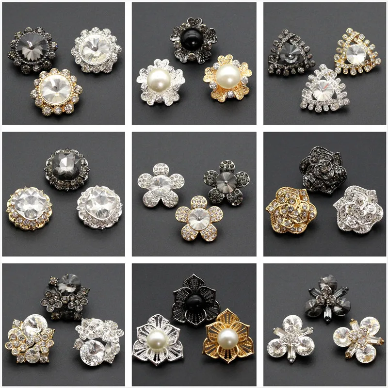 

Rhinestone Buttons Metal Buttons Shank Buttons For Coats Garment Accessories 5Pieces/lot Diy Handmade Sewing Crafts For Clothes