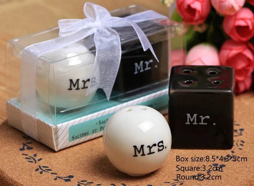 10 комплектов черный Mr& White Mrs фарфор приправа горшок соль перечница для свадебной вечеринки подарок на день рождения