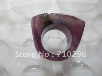 

Natural Purple Agat e Finger Ring Natural Semi gem stone Big Ring Fashion Jewelry 6pcs/lot